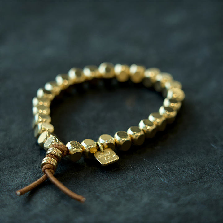 Braccialetto di buona fortuna e cura di sé con corda di rame Buddha Stones