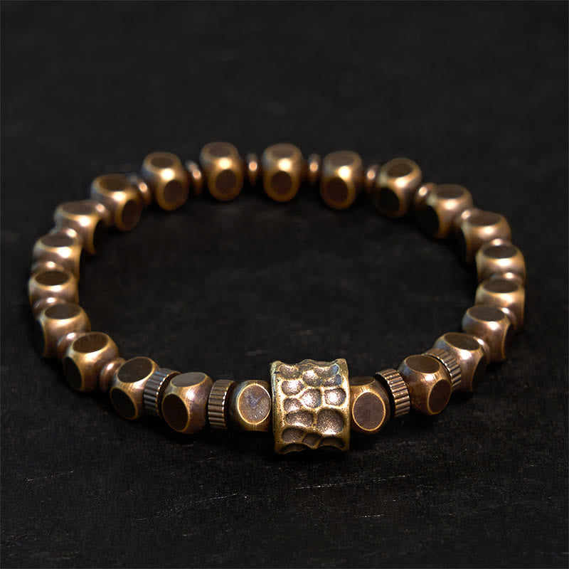 Bracciale con motivo meteorite in ottone e rame Buddha Stones. - Ottone (Circonferenza del polso: 19-20 cm) - image 0