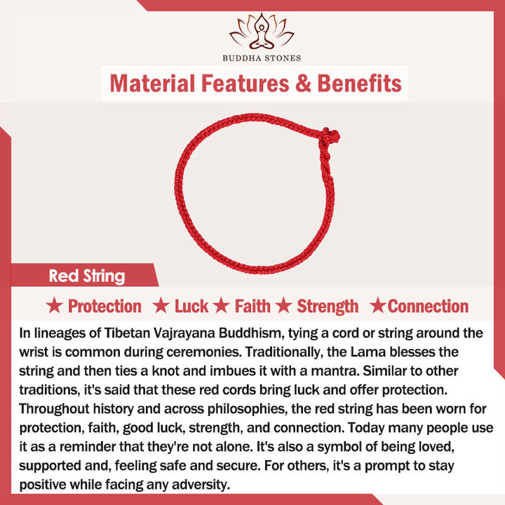 Braccialetto Buddha Stones in argento sterling 925 con corda rossa e simbolo della forza dell'anno del cavallo - image 5
