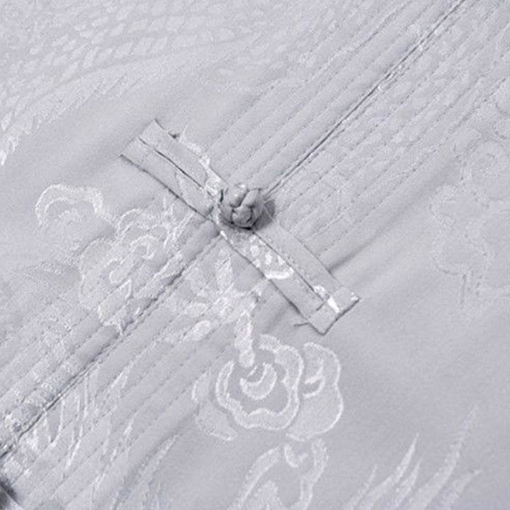 Buddha Stones 2 pezzi Tang Suit Drago Rana-bottone Uomo Manica Lunga Camicia Pantaloni Abbigliamento Set - image 9