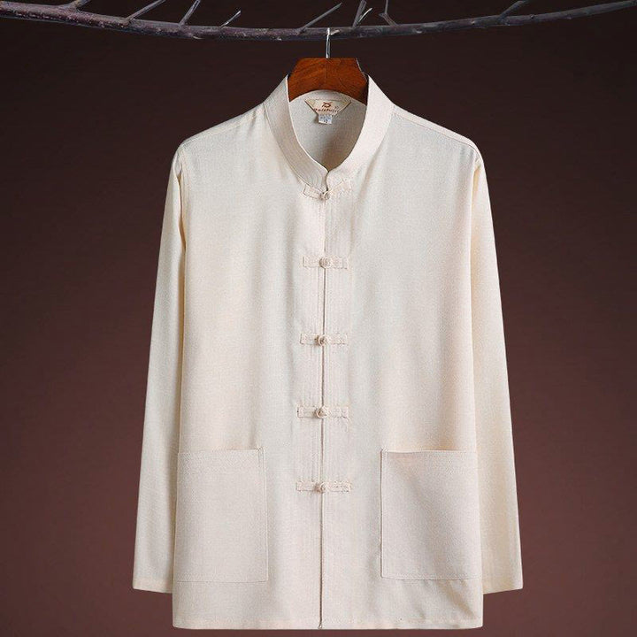 Set di 2 pezzi di tuta da uomo con bottoni a rana, camicia a maniche lunghe e pantaloni, in tinta unita, Buddha Stones - image 17