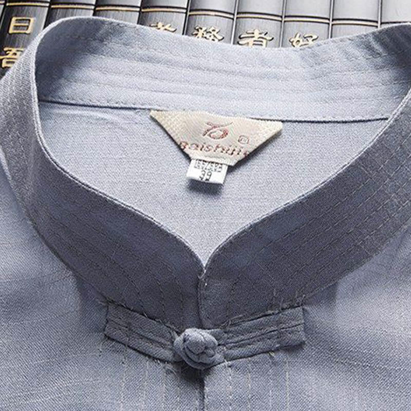 Set di 2 pezzi di tuta da uomo con bottoni a rana, camicia a maniche lunghe e pantaloni, in tinta unita, Buddha Stones - image 6
