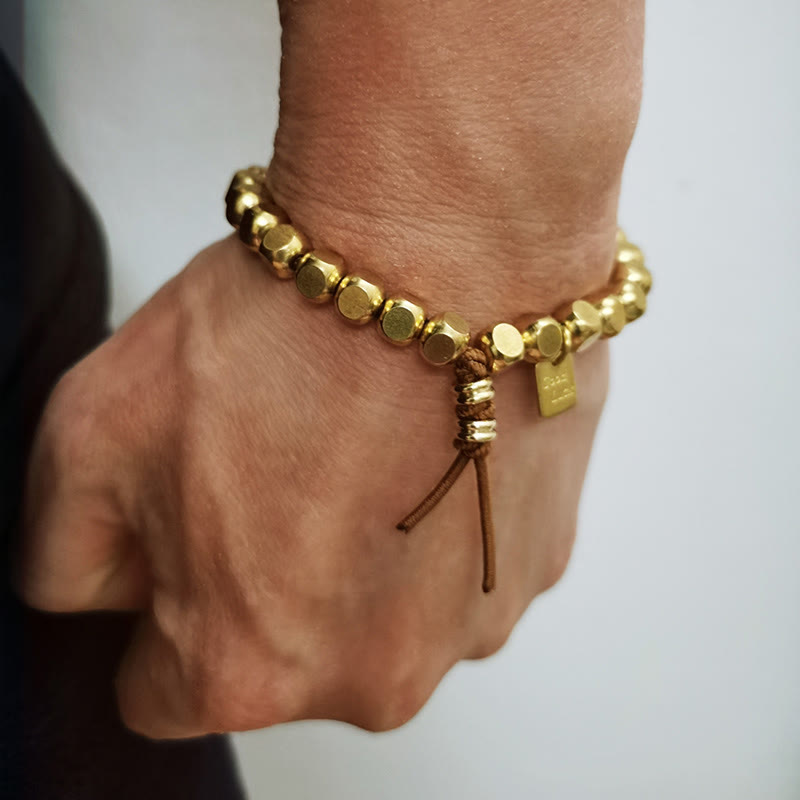 Braccialetto di buona fortuna e cura di sé con corda di rame Buddha Stones