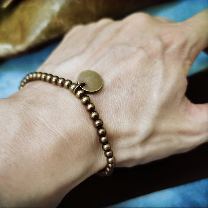 Bracciale con equilibrio in ottone e rame con Buddha Stones Amekaji - image 3