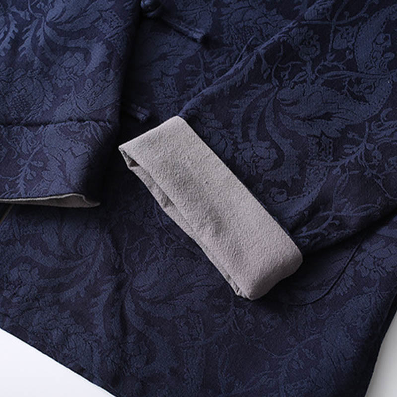 Buddha Stones 2 pezzi da uomo Tang Suit Jacquard Vine Pattern Frog-Bottone in cotone a maniche lunghe Camicia Pantaloni Set