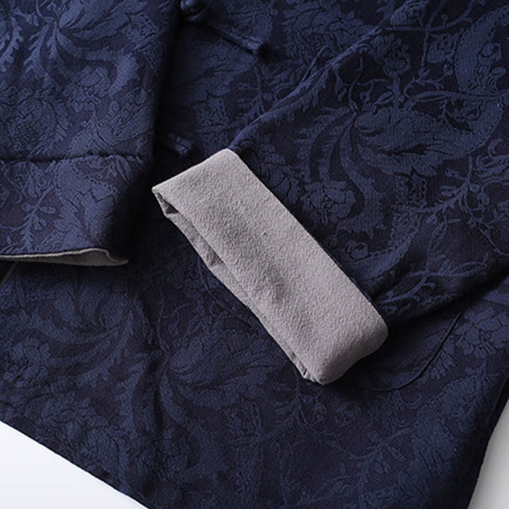 Buddha Stones 2 pezzi da uomo Tang Suit Jacquard Vine Pattern Frog-Bottone in cotone a maniche lunghe Camicia Pantaloni Set