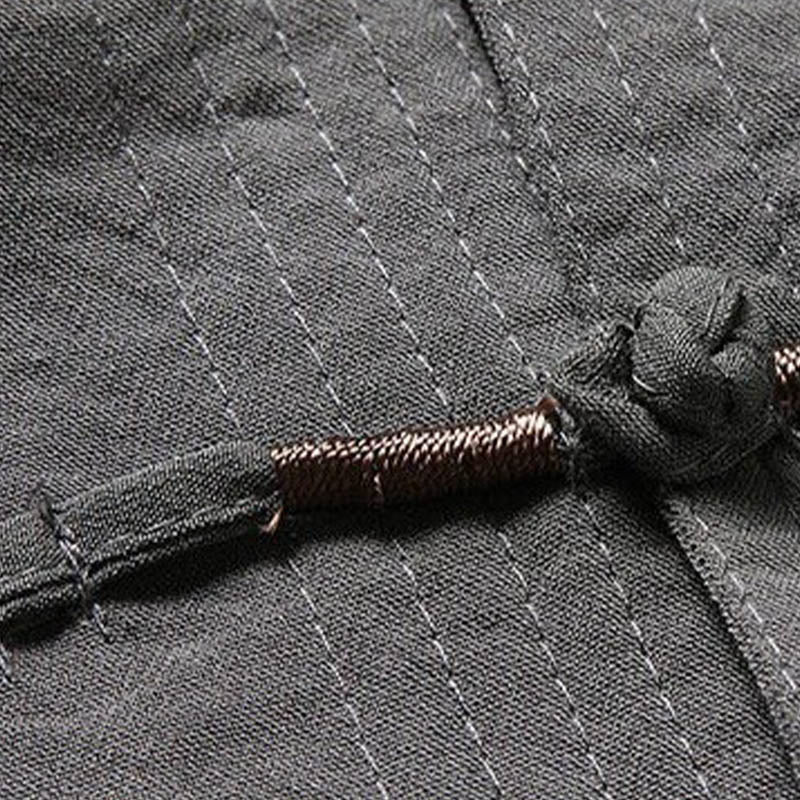 Buddha Stones 2 pezzi semplice Tang Suit uomo Frog-Bottone manica lunga camicia pantaloni set - image 5