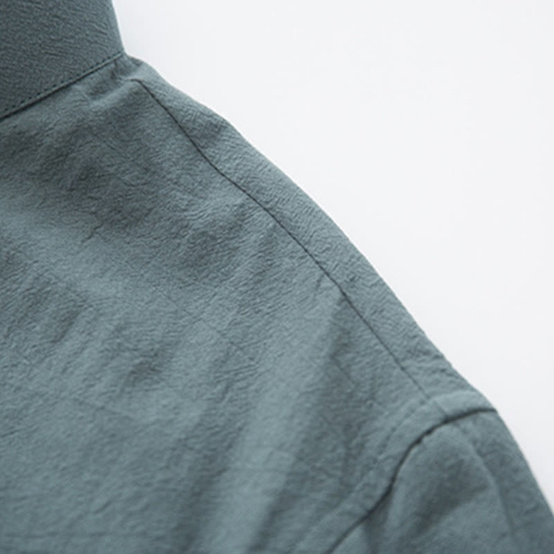 Buddha Stones 2 pezzi Zen Tang Suit da uomo in lino con bottoni a rana, camicia a maniche lunghe e pantaloni set - image 7