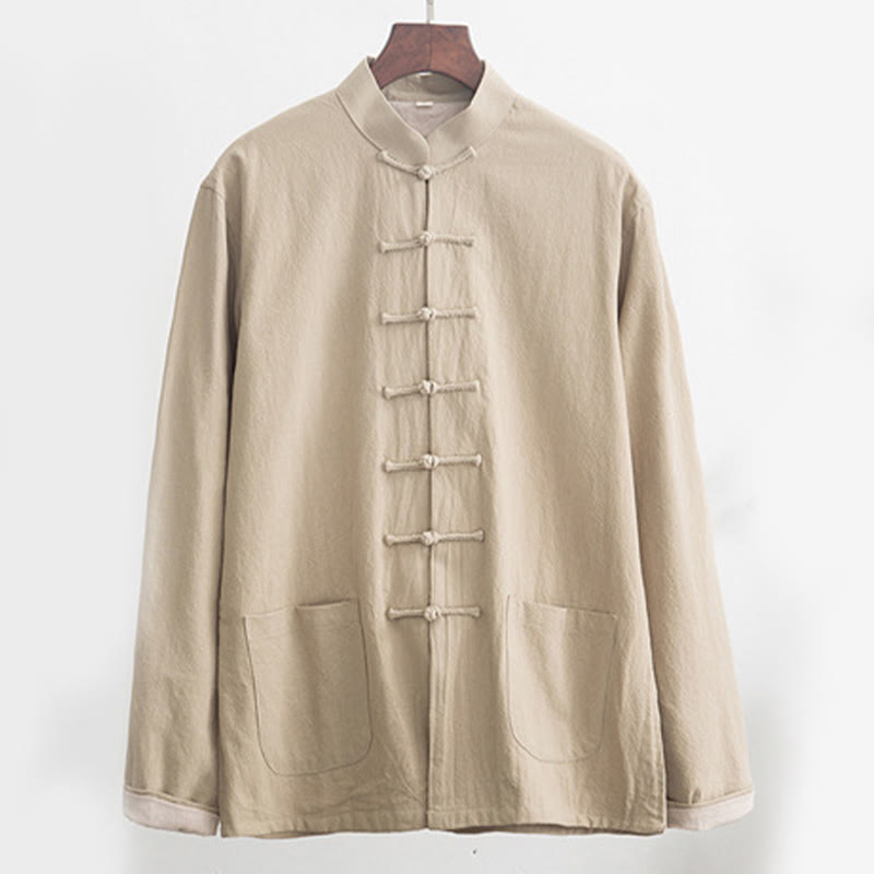 Buddha Stones 2 pezzi Zen Tang Suit da uomo in lino con bottoni a rana, camicia a maniche lunghe e pantaloni set - image 21