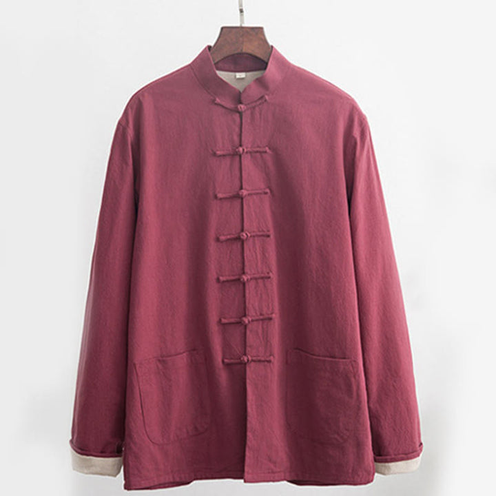 Buddha Stones 2 pezzi Zen Tang Suit da uomo in lino con bottoni a rana, camicia a maniche lunghe e pantaloni set - image 19