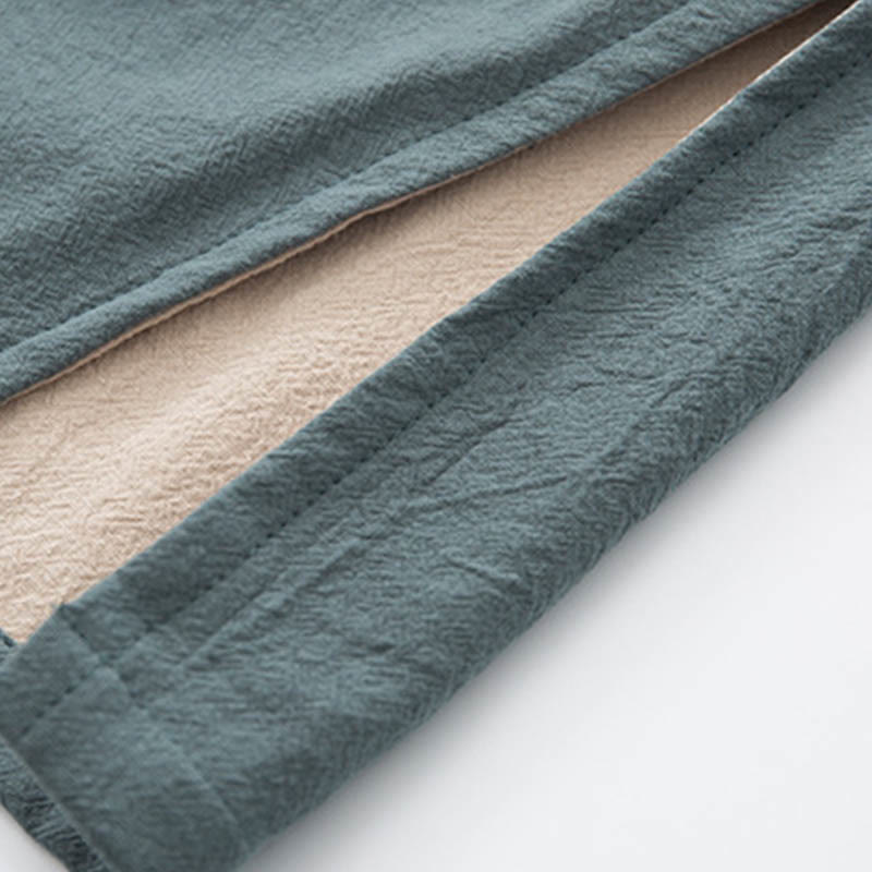 Buddha Stones 2 pezzi Zen Tang Suit da uomo in lino con bottoni a rana, camicia a maniche lunghe e pantaloni set - image 10