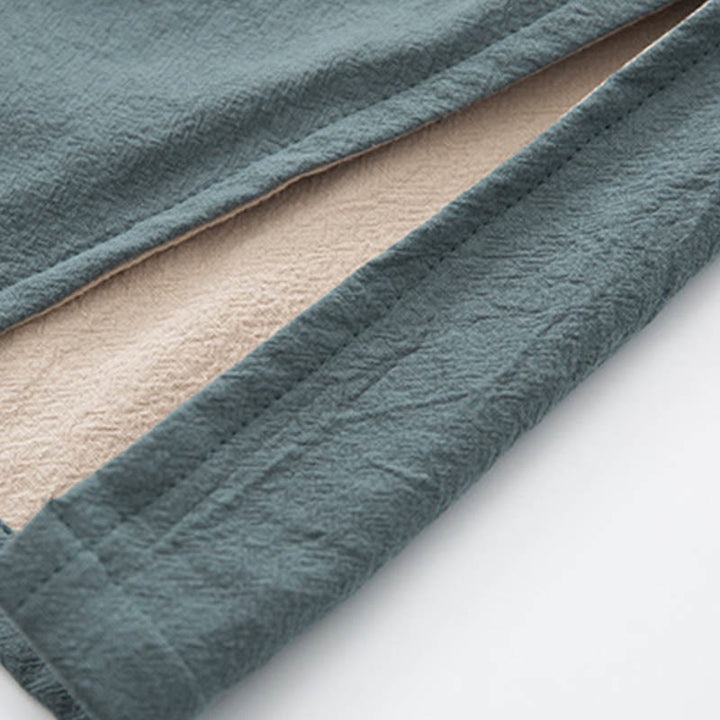 Buddha Stones 2 pezzi Zen Tang Suit da uomo in lino con bottoni a rana, camicia a maniche lunghe e pantaloni set - image 10