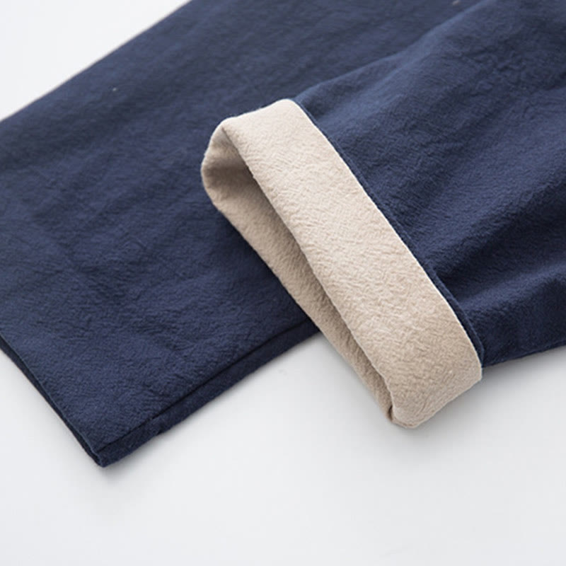 Buddha Stones 2 pezzi Zen Tang Suit da uomo in lino con bottoni a rana, camicia a maniche lunghe e pantaloni set - image 29