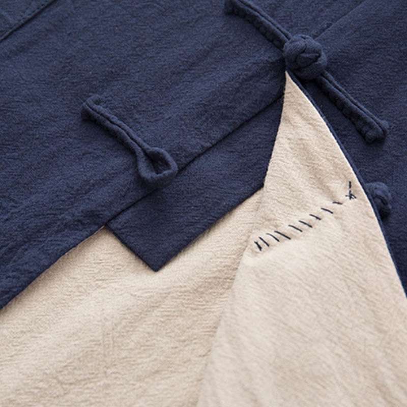 Buddha Stones 2 pezzi Zen Tang Suit da uomo in lino con bottoni a rana, camicia a maniche lunghe e pantaloni set - image 27