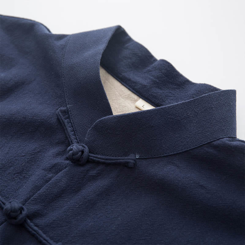 Buddha Stones 2 pezzi Zen Tang Suit da uomo in lino con bottoni a rana, camicia a maniche lunghe e pantaloni set - image 25