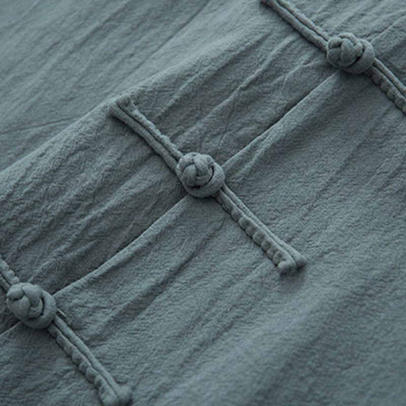 Buddha Stones 2 pezzi Zen Tang Suit da uomo in lino con bottoni a rana, camicia a maniche lunghe e pantaloni set - image 8