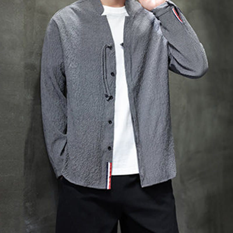 Camicia a maniche lunghe con bottoni da uomo in tinta unita , Buddha Stones Fall - image 8