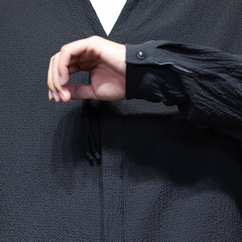 Camicia a maniche lunghe con bottoni da uomo in tinta unita , Buddha Stones Fall - image 26