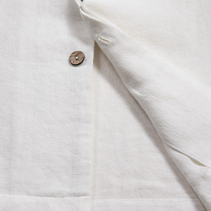 Camicia a maniche lunghe in lino da uomo con scollo a V e motivo Buddha Stones Zen Clothing - image 7