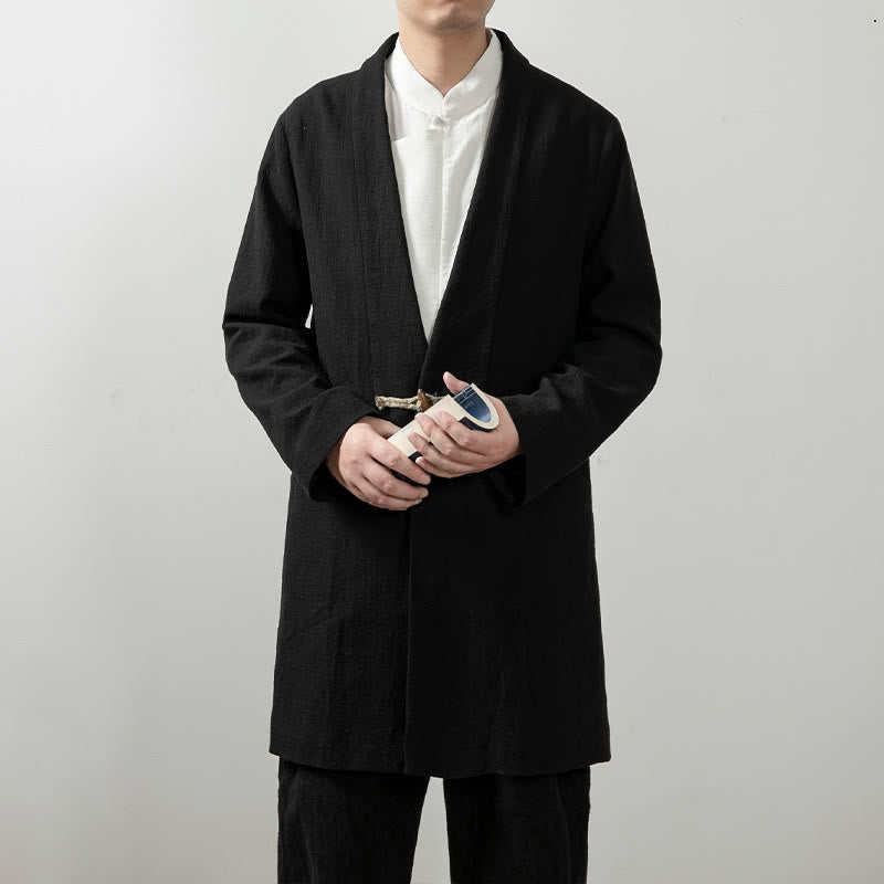 Cappotto da Buddha Stones Fall Simple Cotton a maniche lunghe e di media lunghezza