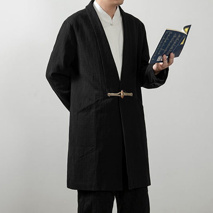 Cappotto da Buddha Stones Fall Simple Cotton a maniche lunghe e di media lunghezza