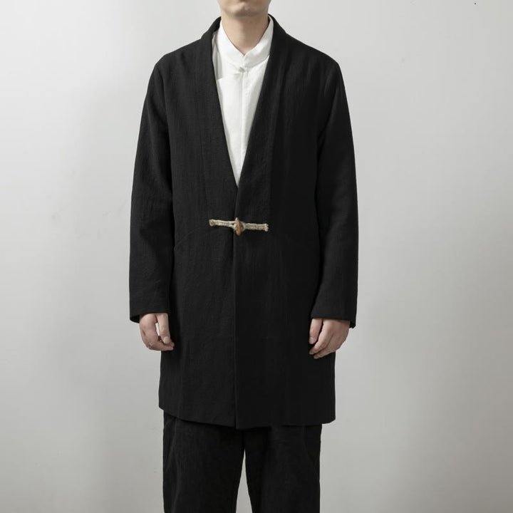 Cappotto da Buddha Stones Fall Simple Cotton a maniche lunghe e di media lunghezza