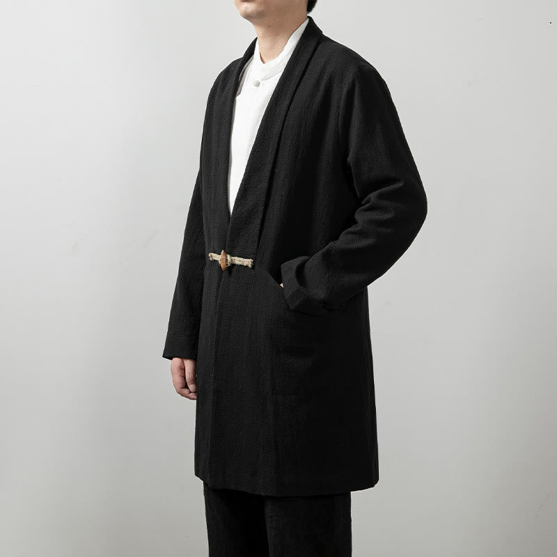 Cappotto da Buddha Stones Fall Simple Cotton a maniche lunghe e di media lunghezza