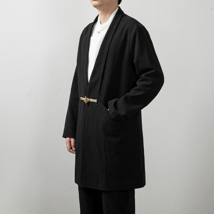 Cappotto da Buddha Stones Fall Simple Cotton a maniche lunghe e di media lunghezza