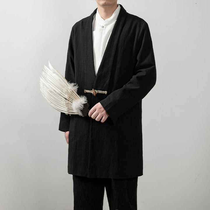 Cappotto da Buddha Stones Fall Simple Cotton a maniche lunghe e di media lunghezza