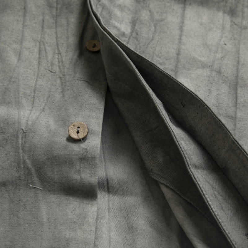 Camicia casual da uomo con bottoni a rana, grigio Buddha Stones Zen Clothing - image 7