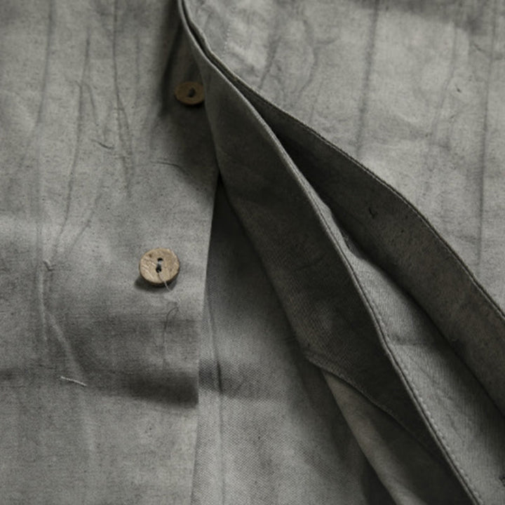 Camicia casual da uomo con bottoni a rana, grigio Buddha Stones Zen Clothing - image 7
