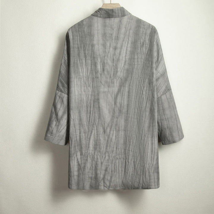 Camicia casual da uomo con bottoni a rana, grigio Buddha Stones Zen Clothing - image 5