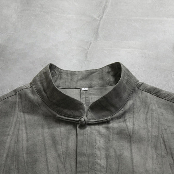 Camicia casual da uomo con bottoni a rana, grigio Buddha Stones Zen Clothing - image 6