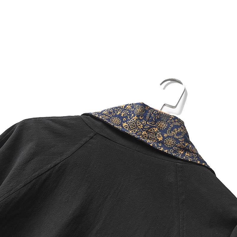 Cappotto doppiopetto in cotone di media lunghezza da uomo Buddha Stones Fall