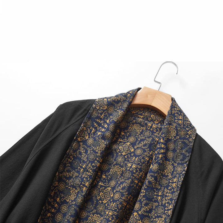 Cappotto doppiopetto in cotone di media lunghezza da uomo Buddha Stones Fall