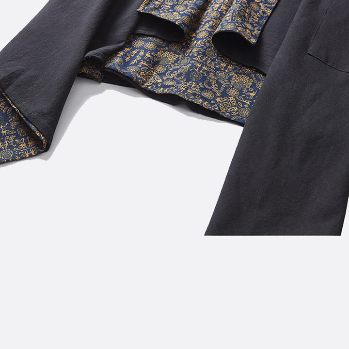 Cappotto doppiopetto in cotone di media lunghezza da uomo Buddha Stones Fall