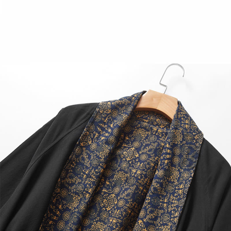 Cappotto doppiopetto in cotone di media lunghezza da uomo Buddha Stones Fall