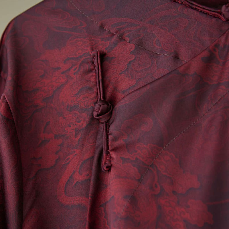 Abito da uomo in cotone con drago cinese vintage con bottoni a rana e Buddha Stones - image 18