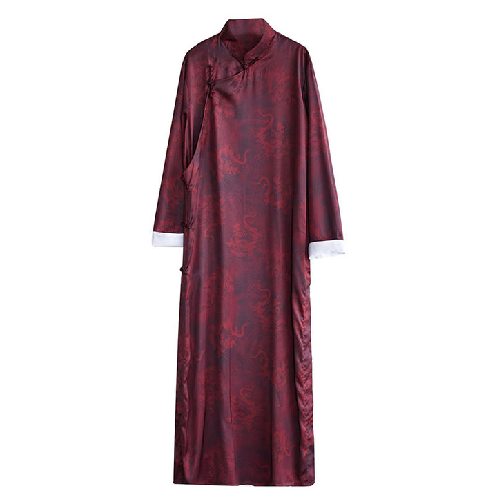 Abito da uomo in cotone con drago cinese vintage con bottoni a rana e Buddha Stones - image 17