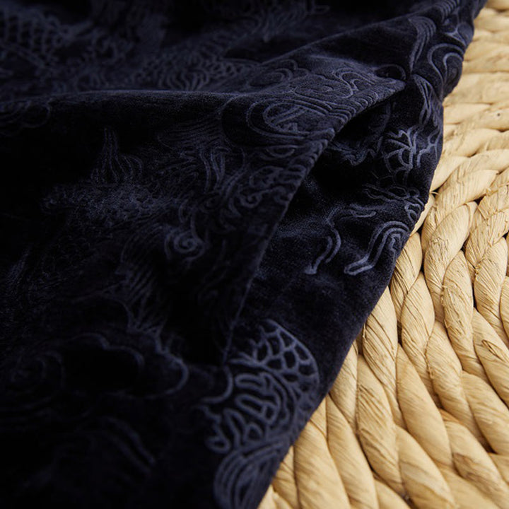 Buddha Stones Vintage Autunno Inverno Cinese Rana-Bottone Tang Suit Uomo Drago Jacquard Vestaglia Con Tasche - image 10