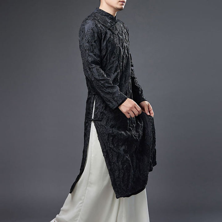 Buddha Stones Fall Chinese Frog-Bottone Rosa Peonia Cotone Uomo Tang Suit Vestaglia
