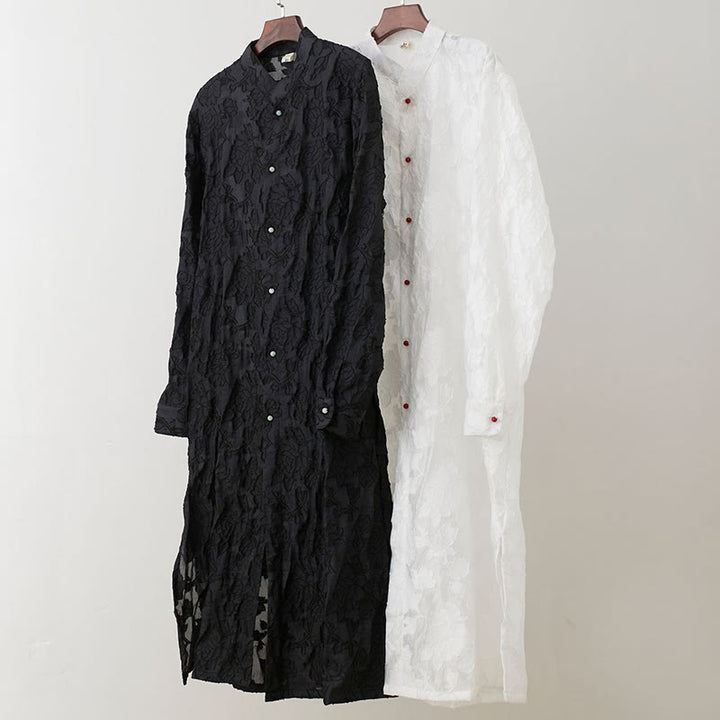 Cappotto da uomo in cotone con bottoni, motivo Buddha Stones Fall Peony Flowers Tang Suit Robe