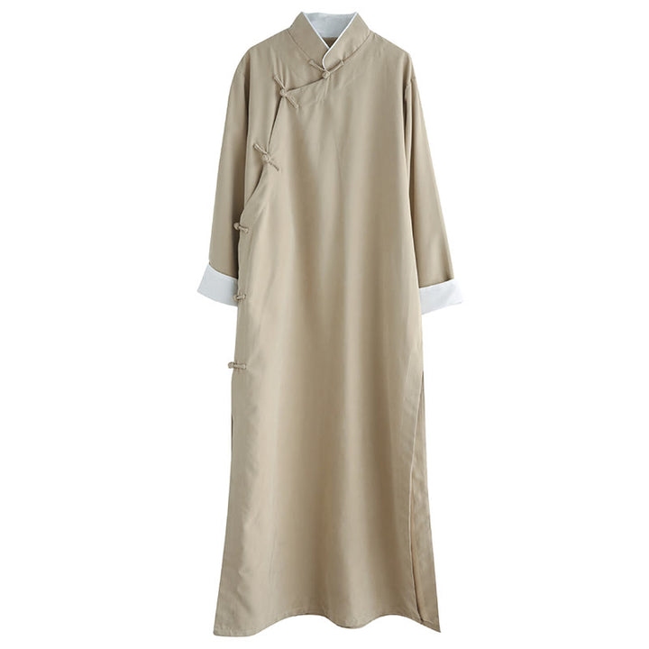 Buddha Stones Autunno Tinta Unita Cinese Rana-Bottone Cotone Uomo Tang Suit Vestaglia - image 19