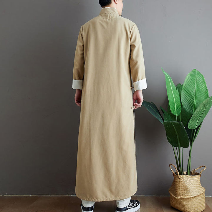 Buddha Stones Autunno Tinta Unita Cinese Rana-Bottone Cotone Uomo Tang Suit Vestaglia - image 12