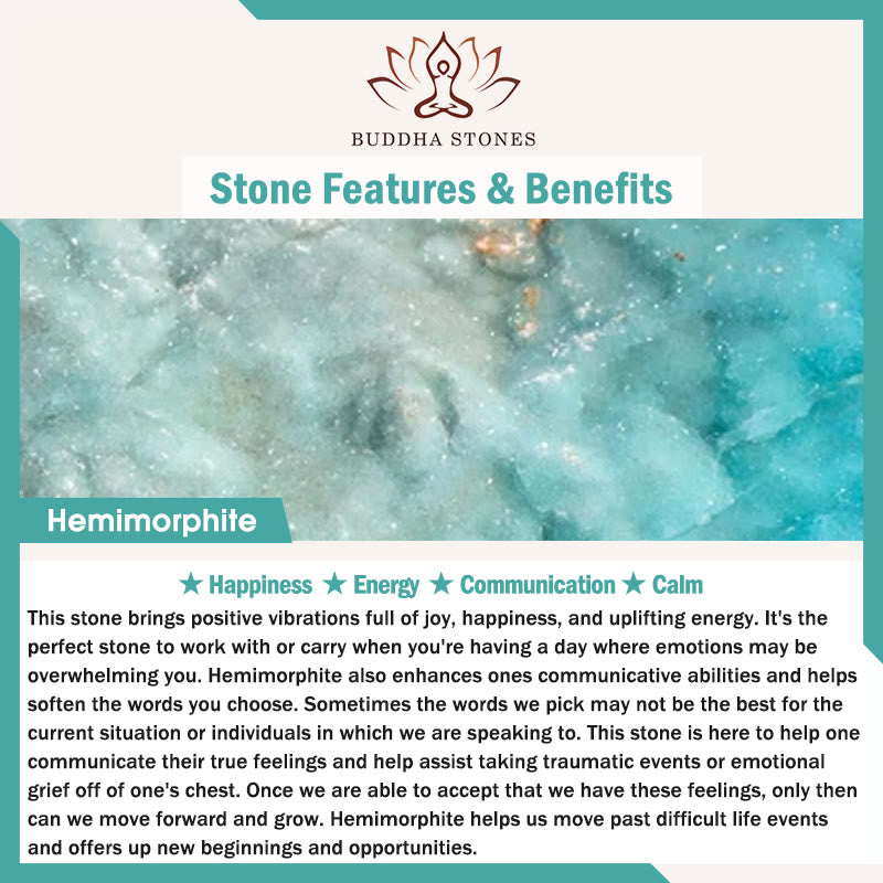 Braccialetto energetico calmo Buddha Stones Hemimorphite