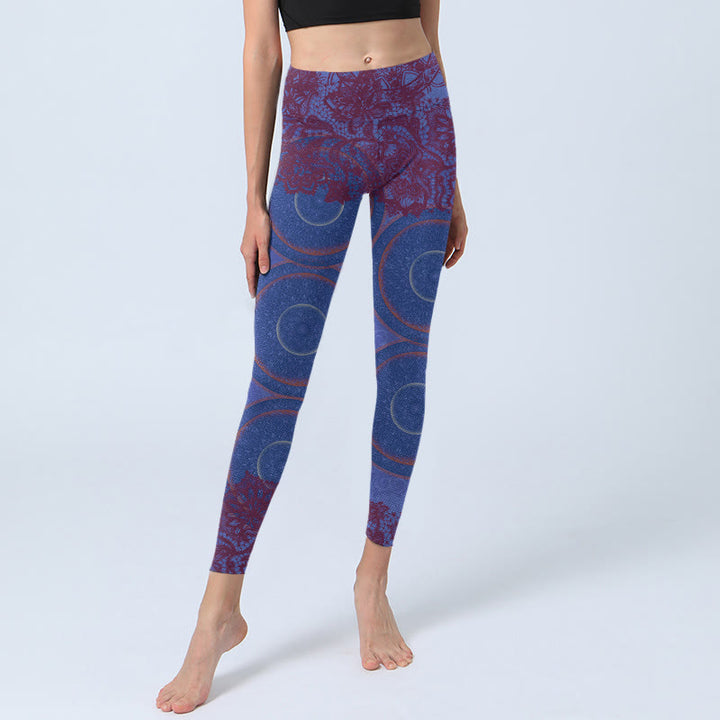 Leggings da palestra fitness con stampa mandala e bussola viola Buddha Stones , pantaloni da yoga da donna - image 5