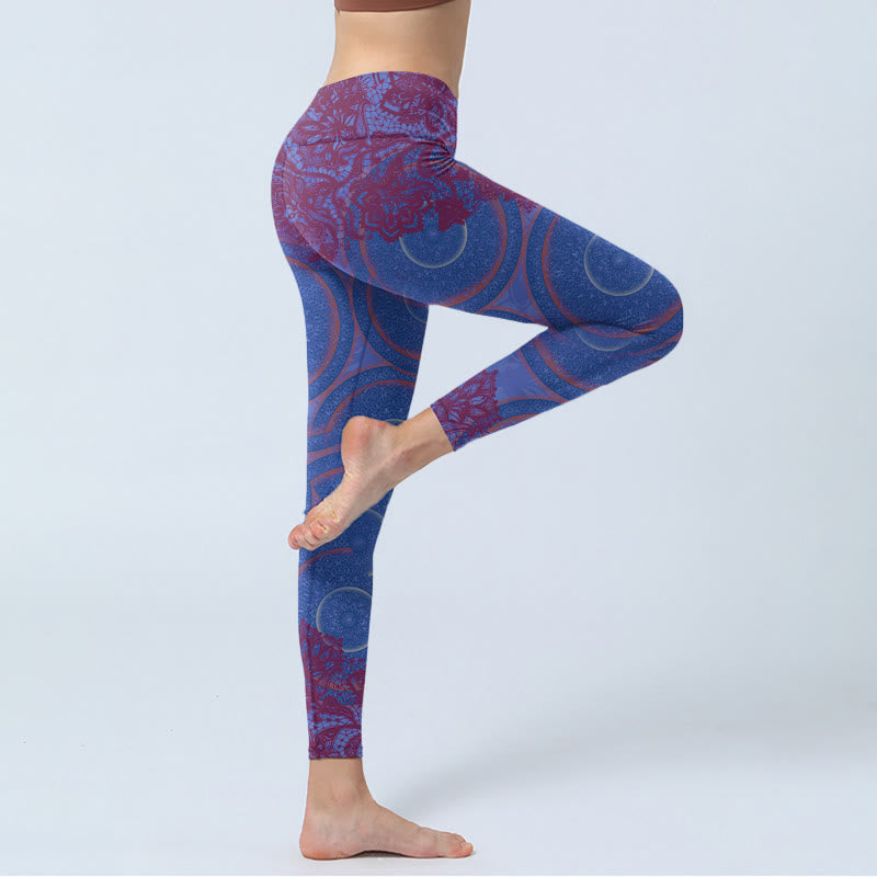 Leggings da palestra fitness con stampa mandala e bussola viola Buddha Stones , pantaloni da yoga da donna - image 4