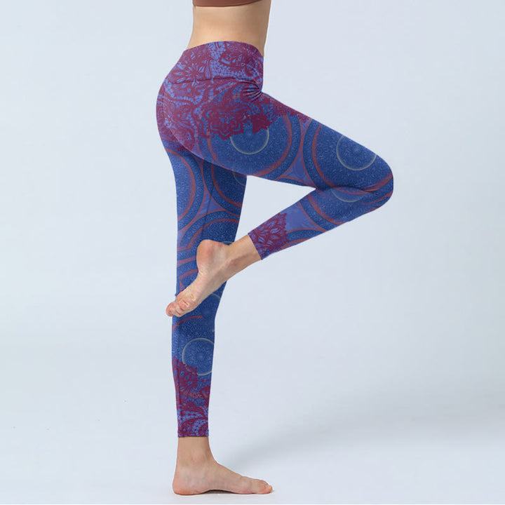 Leggings da palestra fitness con stampa mandala e bussola viola Buddha Stones , pantaloni da yoga da donna - image 3