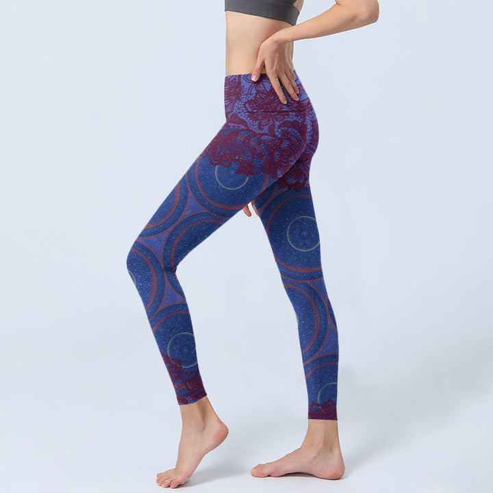 Leggings da palestra fitness con stampa mandala e bussola viola Buddha Stones , pantaloni da yoga da donna - image 2