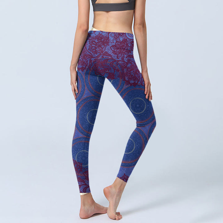 Leggings da palestra fitness con stampa mandala e bussola viola Buddha Stones , pantaloni da yoga da donna - image 5